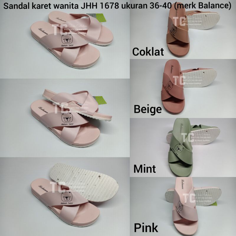 Sandal karet wanita JHH 1678 ukuran 36-40 (merk Balance)