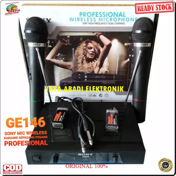 G146 SONY mic wireless karaoke mik sepasang mikrophone Wireles dual pegang microphone pro suara audio sound sistem vokal vocal professional panggung dj studio G146  Sepasang mic pegang  jarak mic bisa pakai sampe 20-40 meter.  BISA DIPAKAI KE SEGALA ALAT