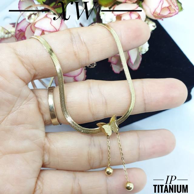 Kalung choker kupu titanium K04034