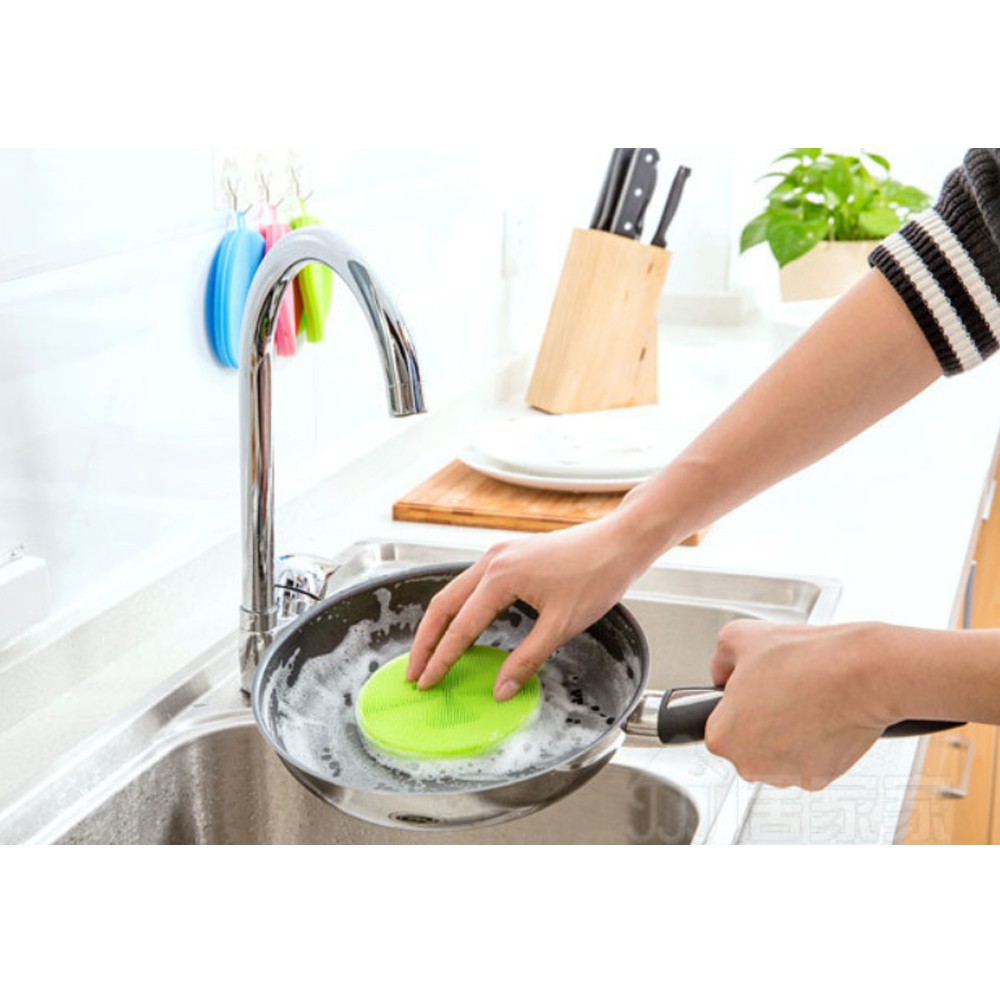 Trend-Spons Cuci Piring Silikon Serbaguna Spon Sponge Silicone Busa Alat Dishwashing Sikat Bulat