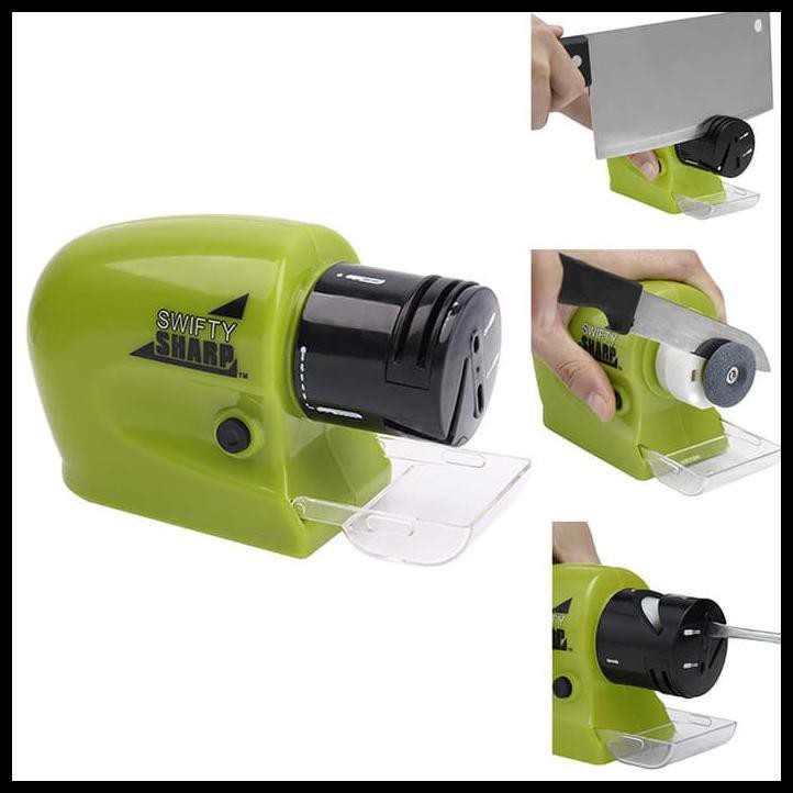 Penajam Pisau Swifty Sharp Electric Sharpener Pengasah Pisau Elektrik - Green Grab Medan