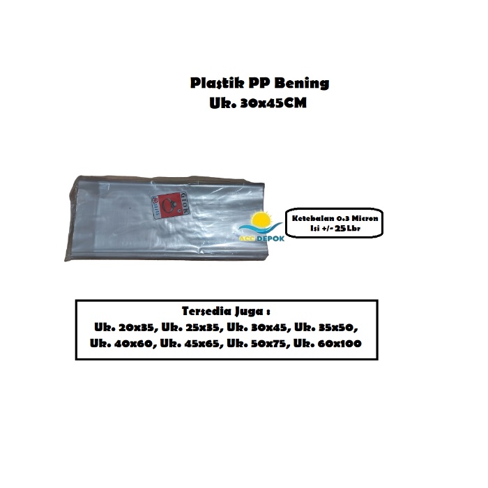 Plastik Kantong Besar Laundry Pp Bening 30x45 Plastik PP 30x45