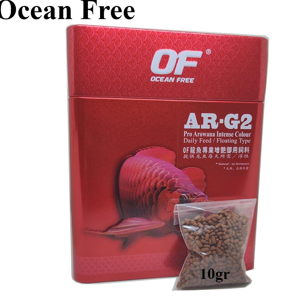 [KODE FRG9Y] Pelet Premium Ikan Arowana / Arwana SR (Super Red), RTG (Golden Red), Golden 24k Ocean Free Repack 10gr