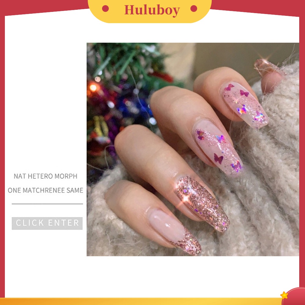 Huluboy Huluboy♡ Payet Glitter Bentuk Kupu-Kupu / Bintang / Hati / Lingkaran Untuk Dekorasi Manicure DIY