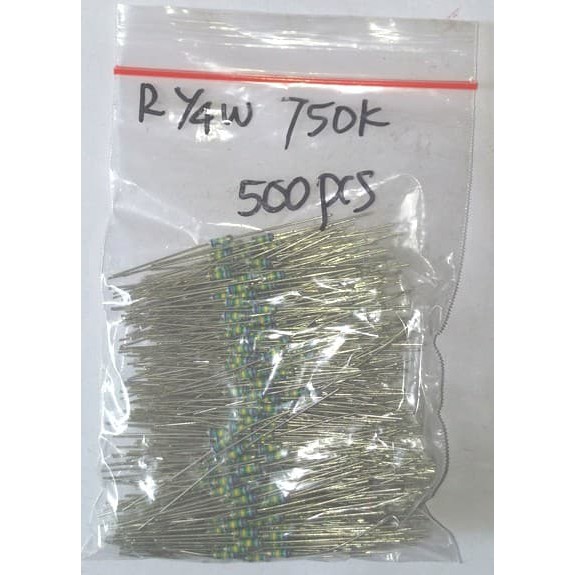 paket Grosir 500pcs Resistor 750K Metal film 14w Smart Ohm Japan Er~1195