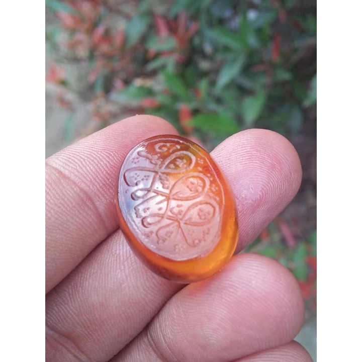 Natural Yellow Obsidian Ukiran Hizib 3 baris