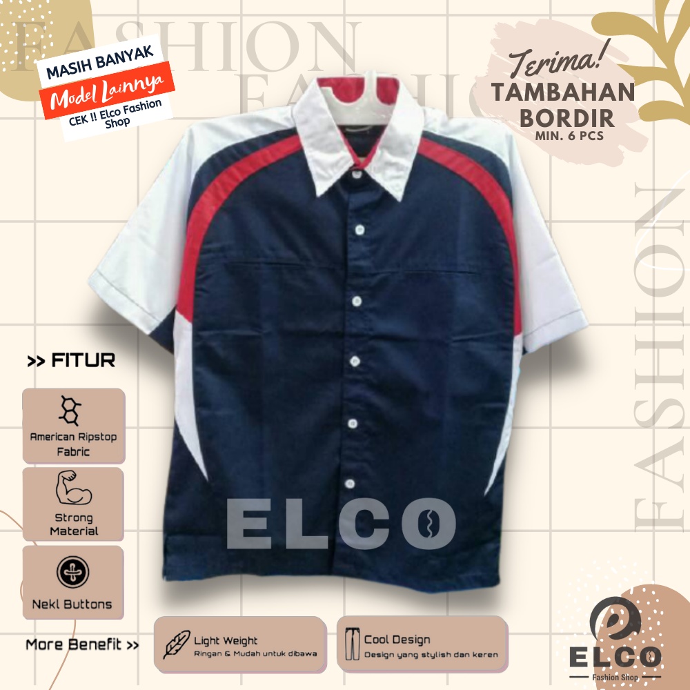 Baju seragam kerja kemeja lengan pendek baju pdh bmw navy putih seragam kantor kemeja kombinasi baju