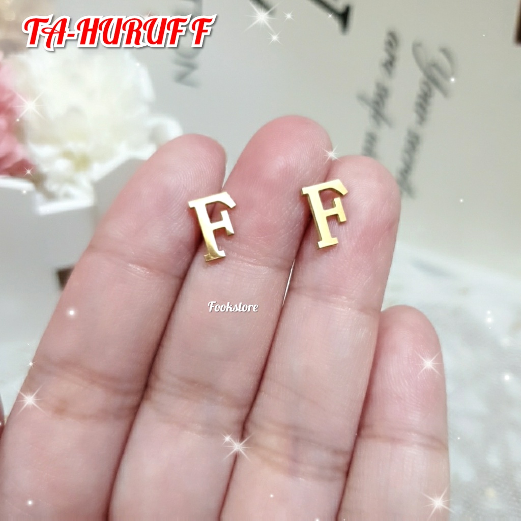 TERBARU ANTING TUSUK TITANIUM HURUF/ANTI KARAT/ANTI ALERGI