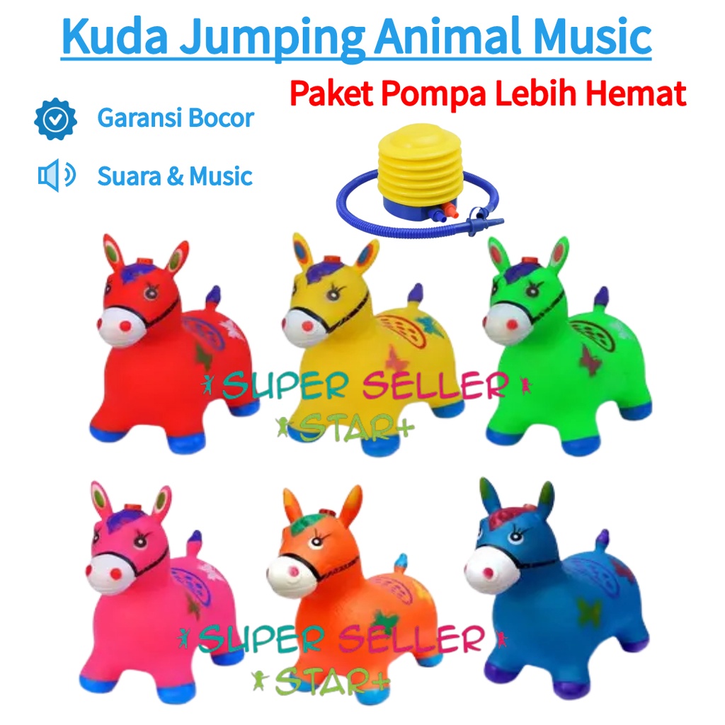 Animal Jumping Mainan Kuda Kudaan Karet / Mainan Anak Kuda Karet Musik