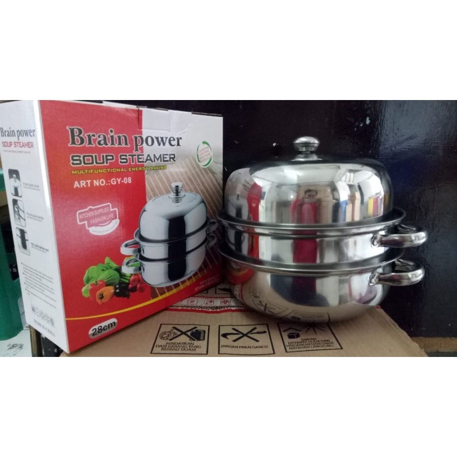 3 Susun Steamer Panci Kukus Dandang Stainless Steel Soup 3 Susun