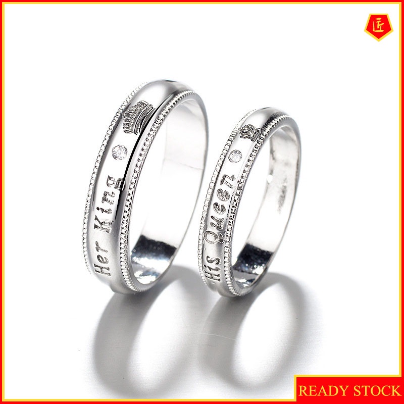 [Ready Stock]Simple Personality Lettering Diamond Couple Ring