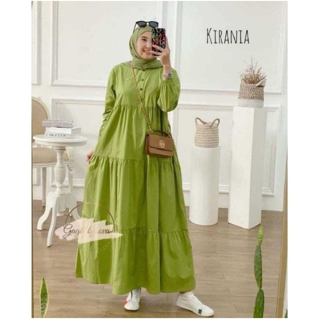 DRESS JUMBO KIRANIA MIDI DRESS BAHAN KATUN RAYON FASHION WANITA MODERN