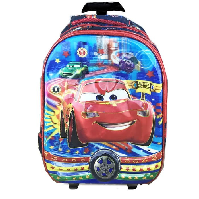 TAS ANAK TK AWET TROLEY SEKOLAH ANAK TK LAMPU & MUSIK CARS MOBIL FULL MOTIF