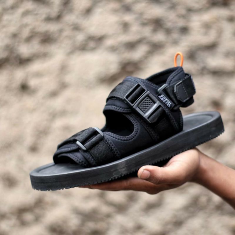 TORA Full Black Original - Sandal Pria Masa Kini Trend 2019-2020 Casual Santai Ngampus Outdoor