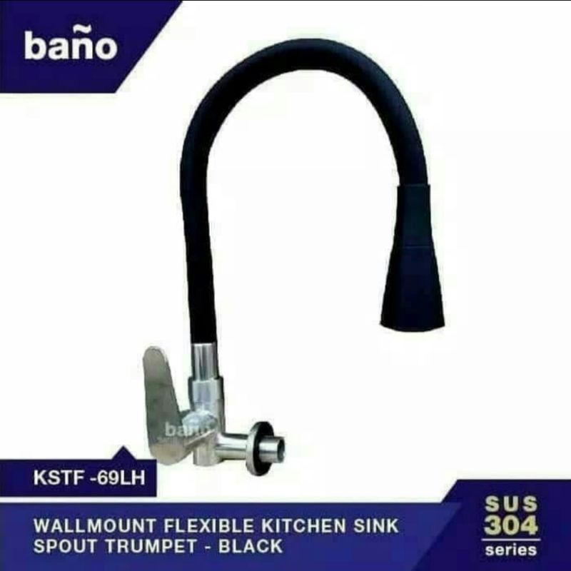 Kran sink Stainless BLACK keran cuci piring Fleksibel model Trompet