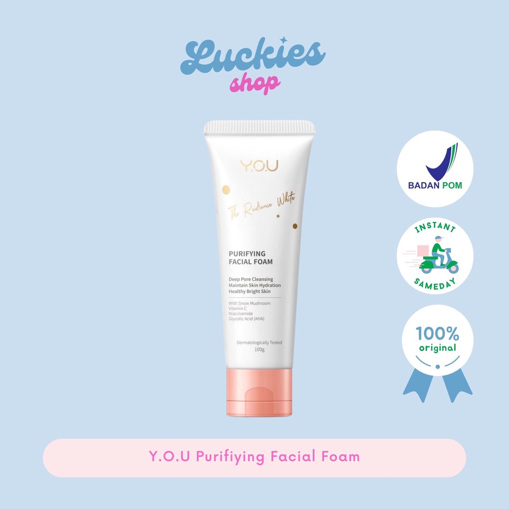 BPOM YOU Radiance White Purifying Facial Foam Cleanser Wash Sabun Wajah Muka