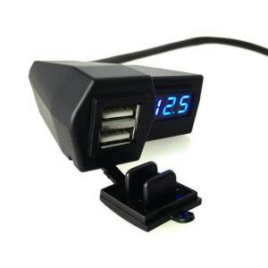 Voltmeter Digital dan Charger 2 socket USB Model Jepit Stang Motor