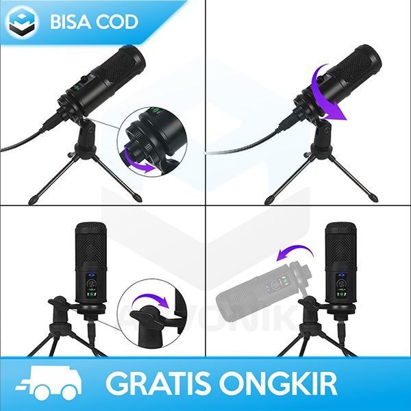 MIC RECORDING MICROPHONE CONDENSER MARSNASKA MULTIFUNGSI JERNIH BLACK