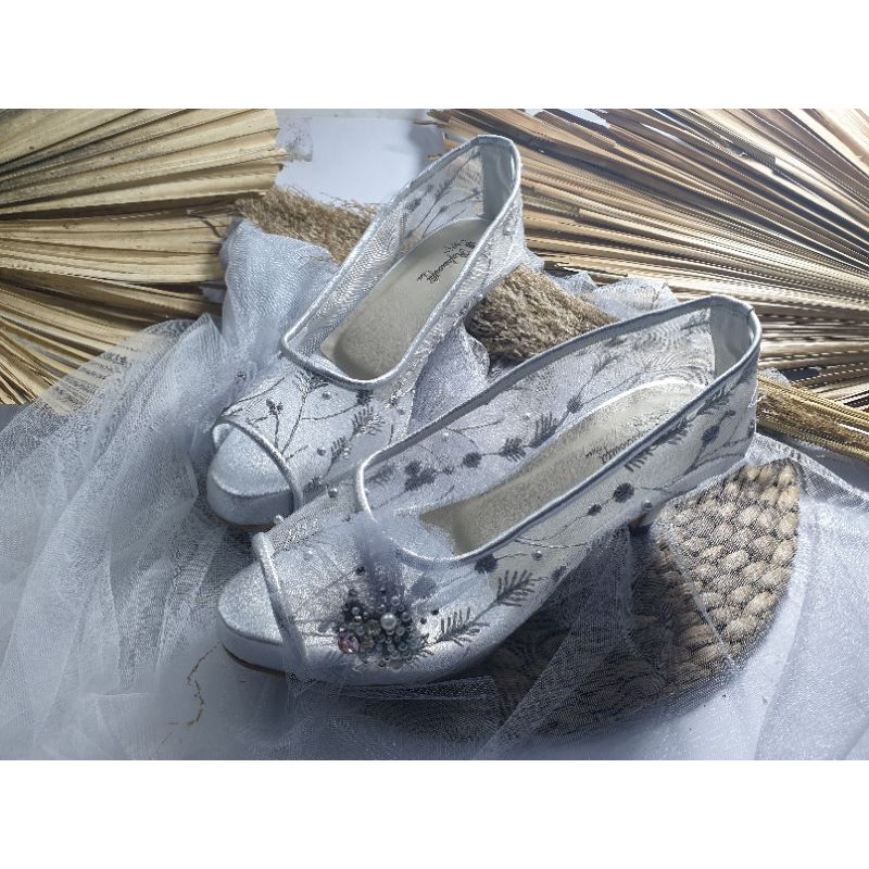 sepatu wanita tercantik sepatu mutia silver 7cm