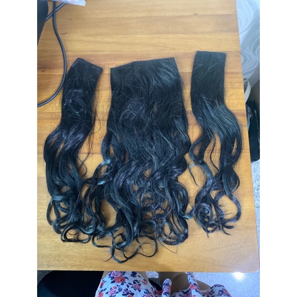 hair wig clip curly warna hitam 45 cm pink wig