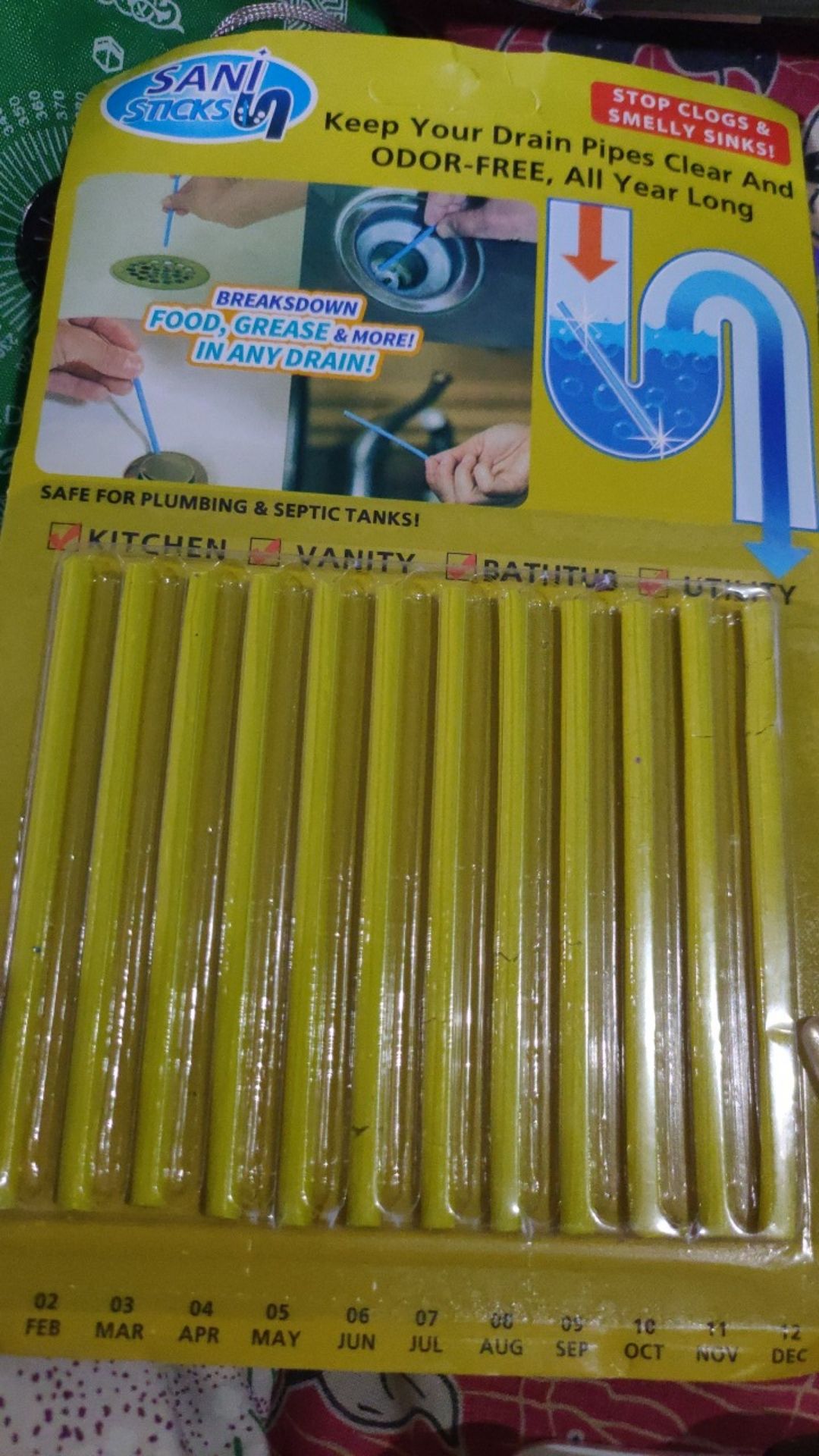 Sani Stick Untuk Wc 1 Pack 12 Pcs/stik Pembersih Pipa Pembuangan/stick Drain Cleaner