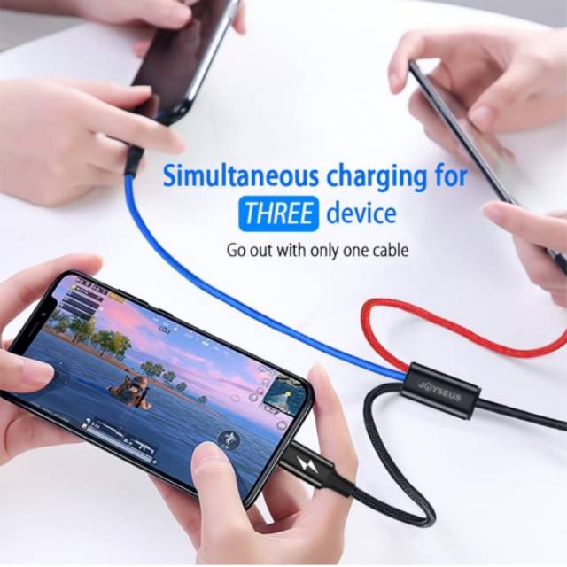 Joyseus 3 in 1 Kabel Charger Micro USB Type C iPhone Lightning - JC13