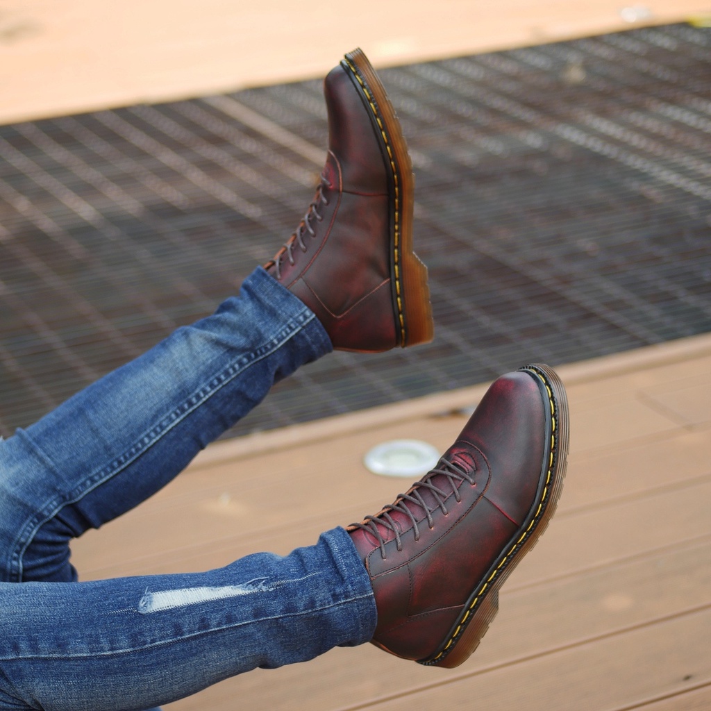 Svend 02 Maroon (Kulit Asli) - Boots Pria Kulit Asli Kasual Semi Formal - Boot Kulit Sapi Asli