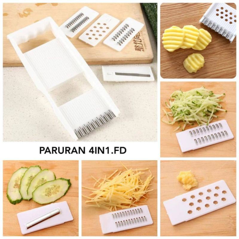 Parutan 5in1 Pisau Parut Buah Sayur Serbaguna / Parutan Sayuran 5 Pisau Serbaguna / Parutan / Parutan Sayur / Alat Parutan Buah &amp; Sayuran 4 In 1 / Parutan Serbaguna Multifungsi Putih 4 in 1/ Alat Pemotong Buah &amp; Sayur