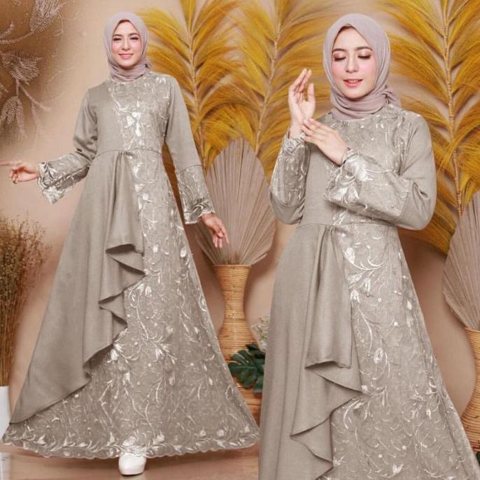 Sale Zolana Dress / Indahlia Maxi / Gamis Brukat - Putih, M