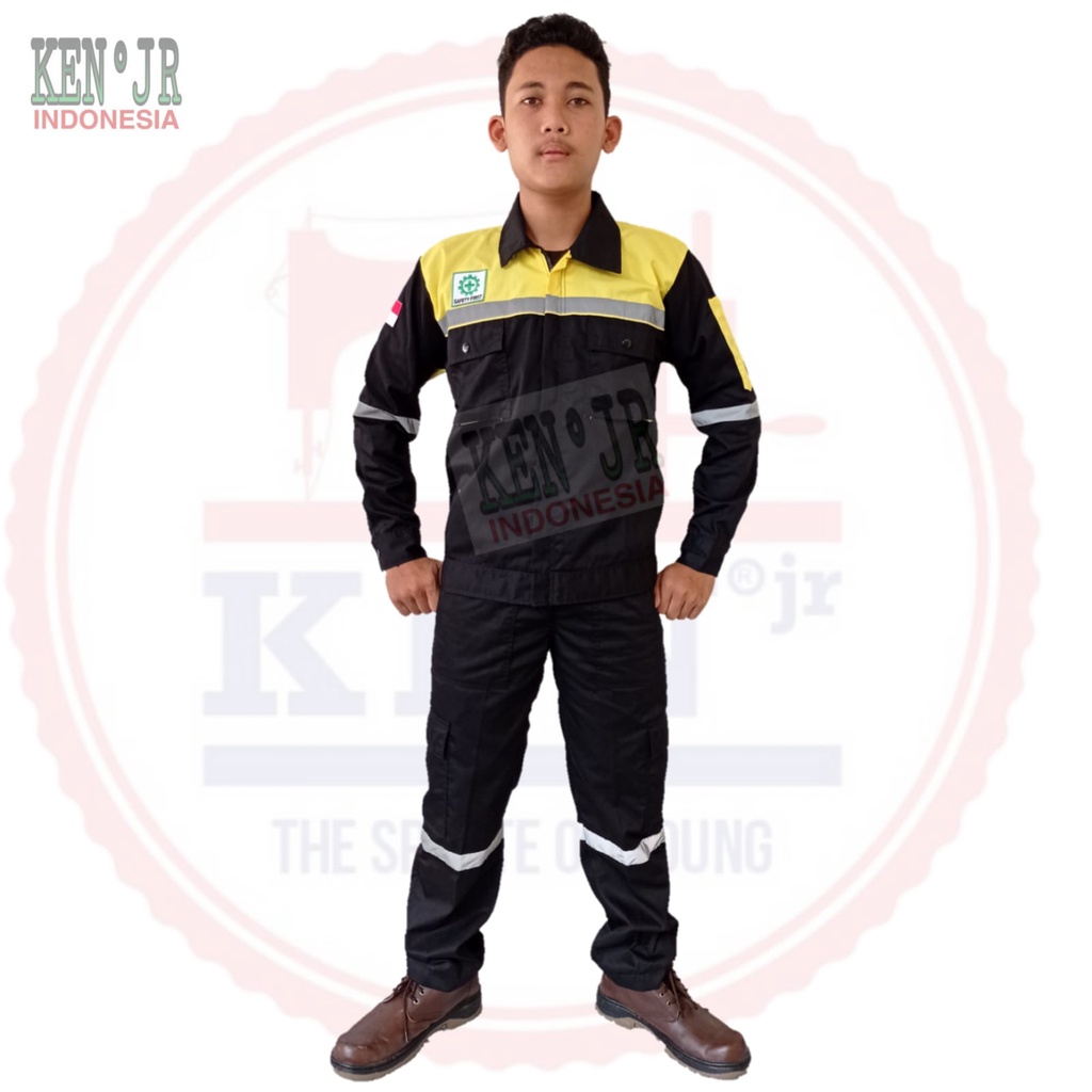 Bagus Uniform - Pakaian Kerja Seragam Proyek Stelan Warna Hitam Kuning