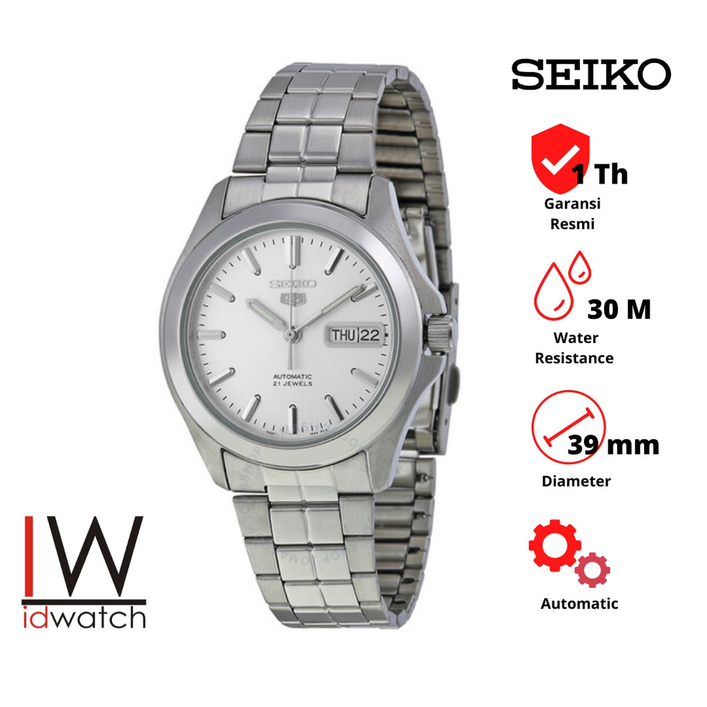 Seiko 5 SNKK87K1 Automatic Jam Tangan Pria Original Cowok SNKK87 Strap Rantai Stainless Steel