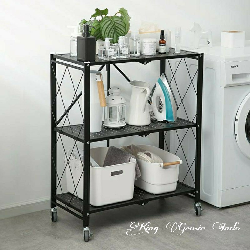 Rak Dapur Lipat 3 Tingkat Multifungsi / Rak Penyimpanan 3 Susun / Kitchen Rack Multi Layer