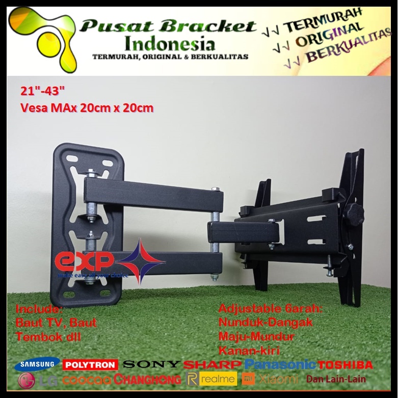 Bracket TV REALME 14 s/d 43 inch 6 ARAH FULL BESI SUPER KOKOH GARANSI 100% ORI