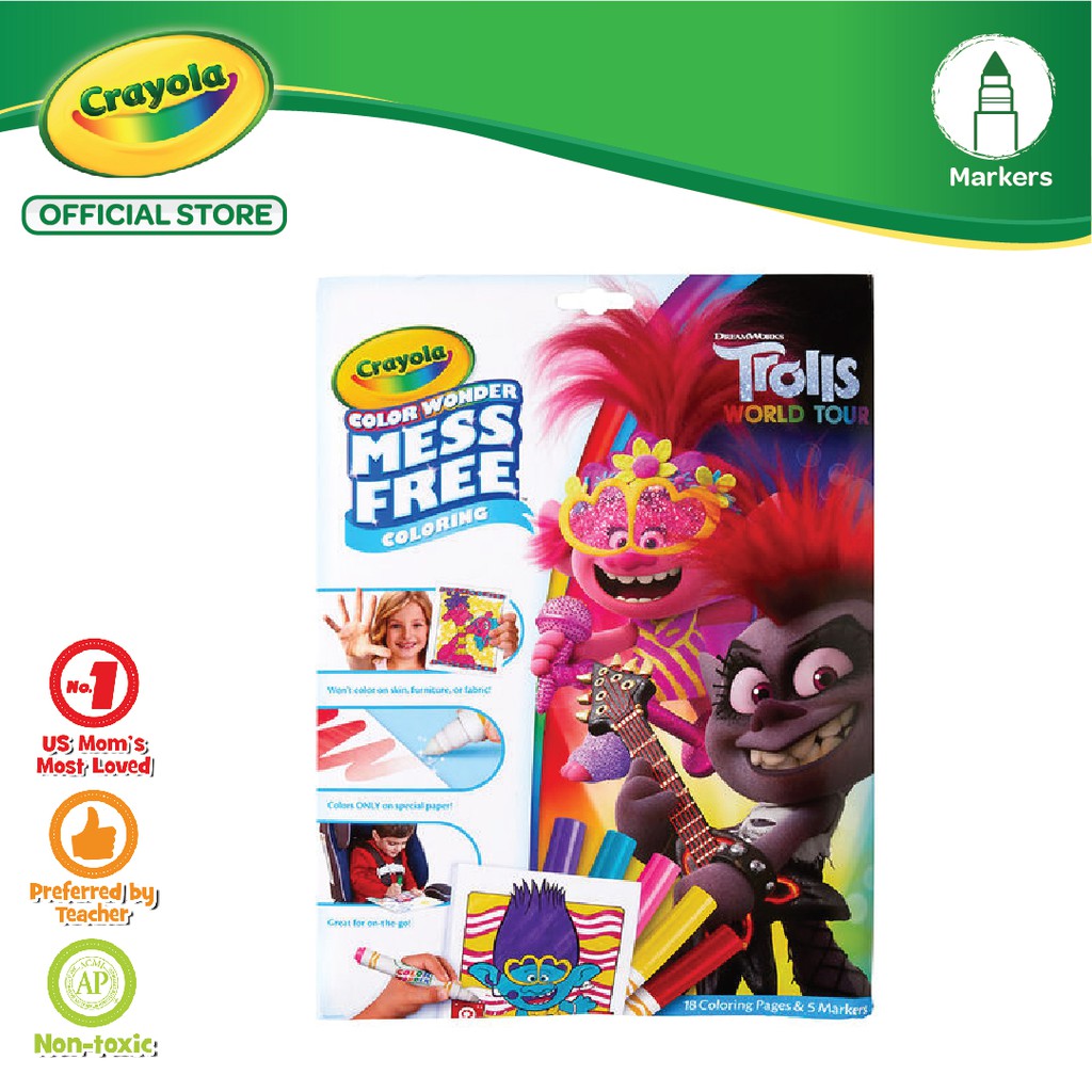 Jual Crayola Color Wonder Mess Free Coloring Pages Markers Trolls World Tour Indonesia Shopee Indonesia