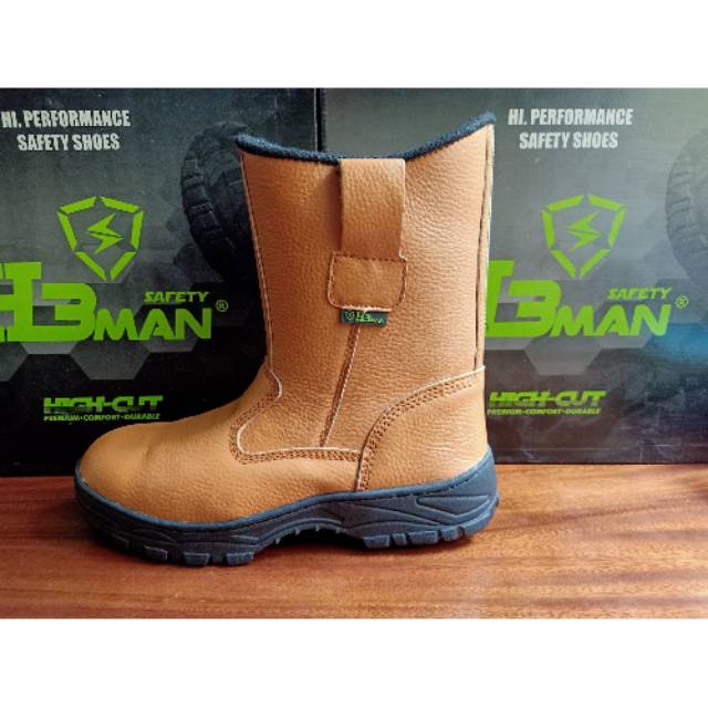 Sepatu safety h3man  texas.  Boot black dan tan