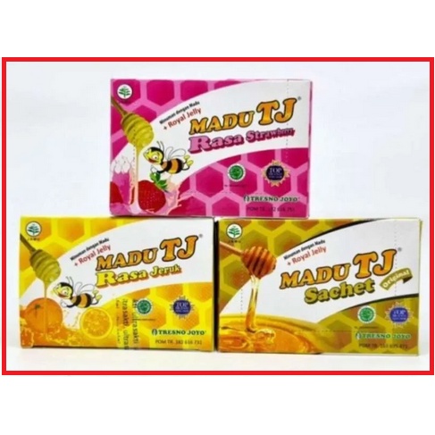 Madu TJ Sachet original strawberi dan jeruk | Madu plus royal jelly Praktis tinggal minum