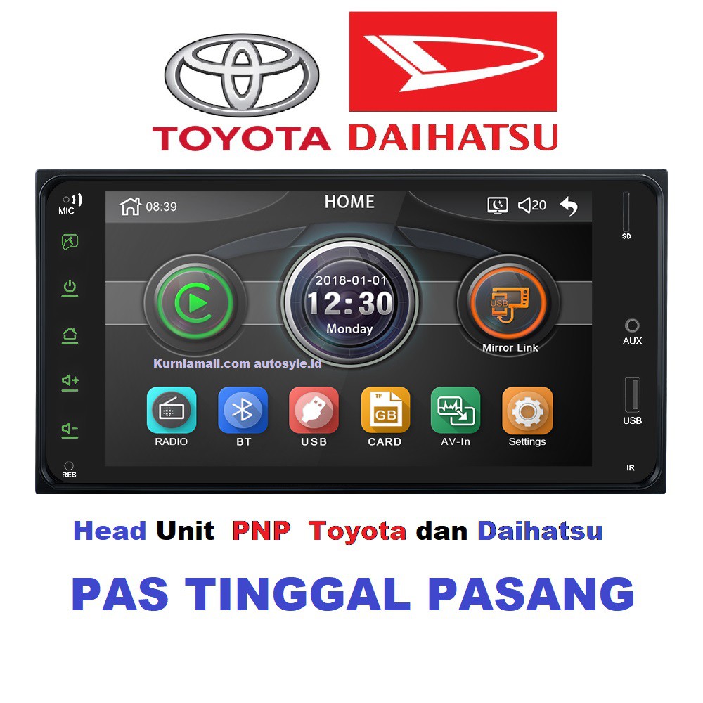 Paket Head unit double din mobil toyota dan Daihatsu Great Avanza Xenia Ayla Agya Cayla Sigra