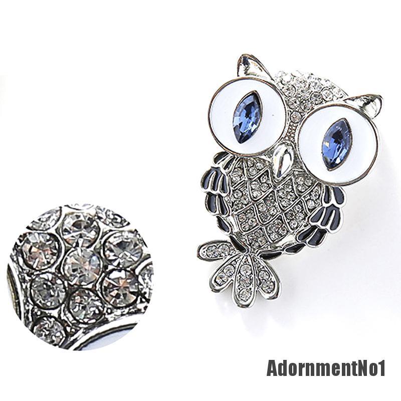 (Adornmentno1) Bros Pin Bentuk Burung Hantu Natal Bahan Alloy Hias Berlian Imitasi Untuk Wanita