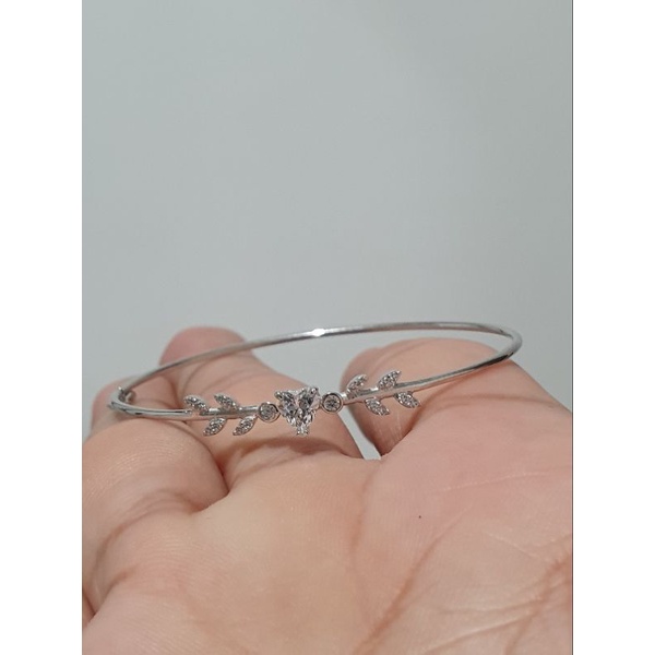 gelang bangle daun matamata simple emas putih