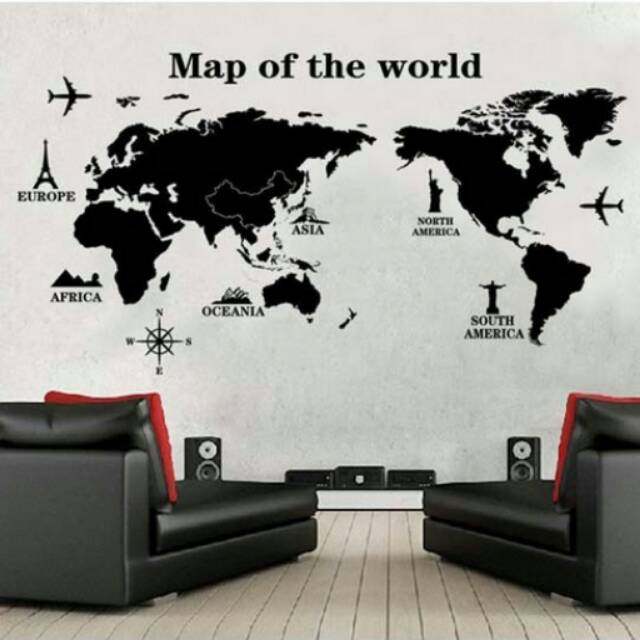 

Wall sticker map of the world peta dunia