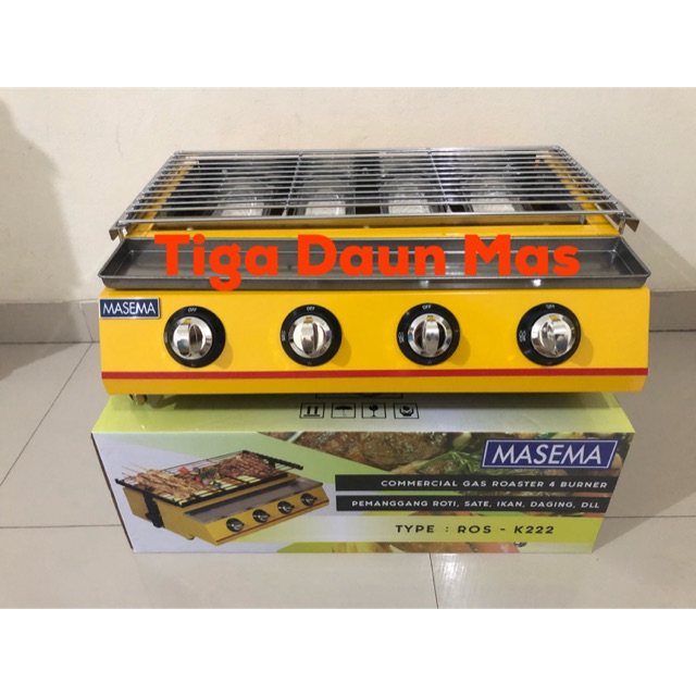 Gas Roaster / Pemanggangan gas tanpa asap 4 tungku / Alat panggangan sate / alat pemanggangan daging