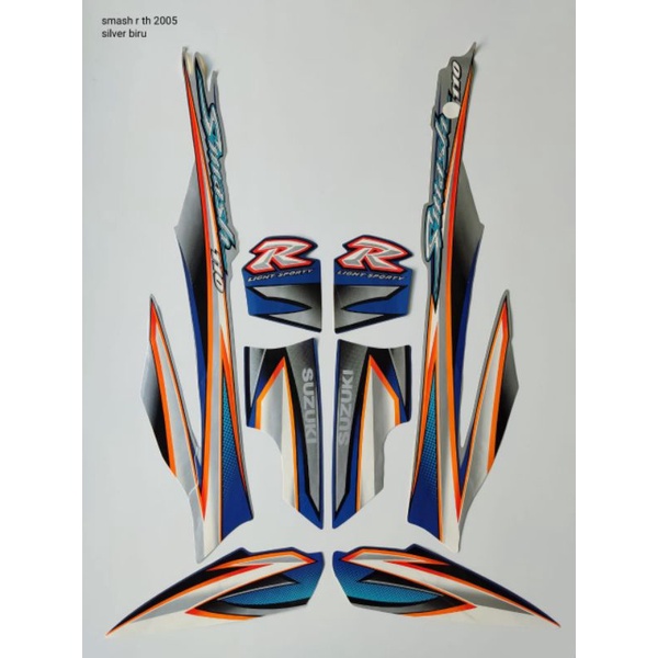 striping motor Suzuki Smash R tahun 2005 warna silver biru