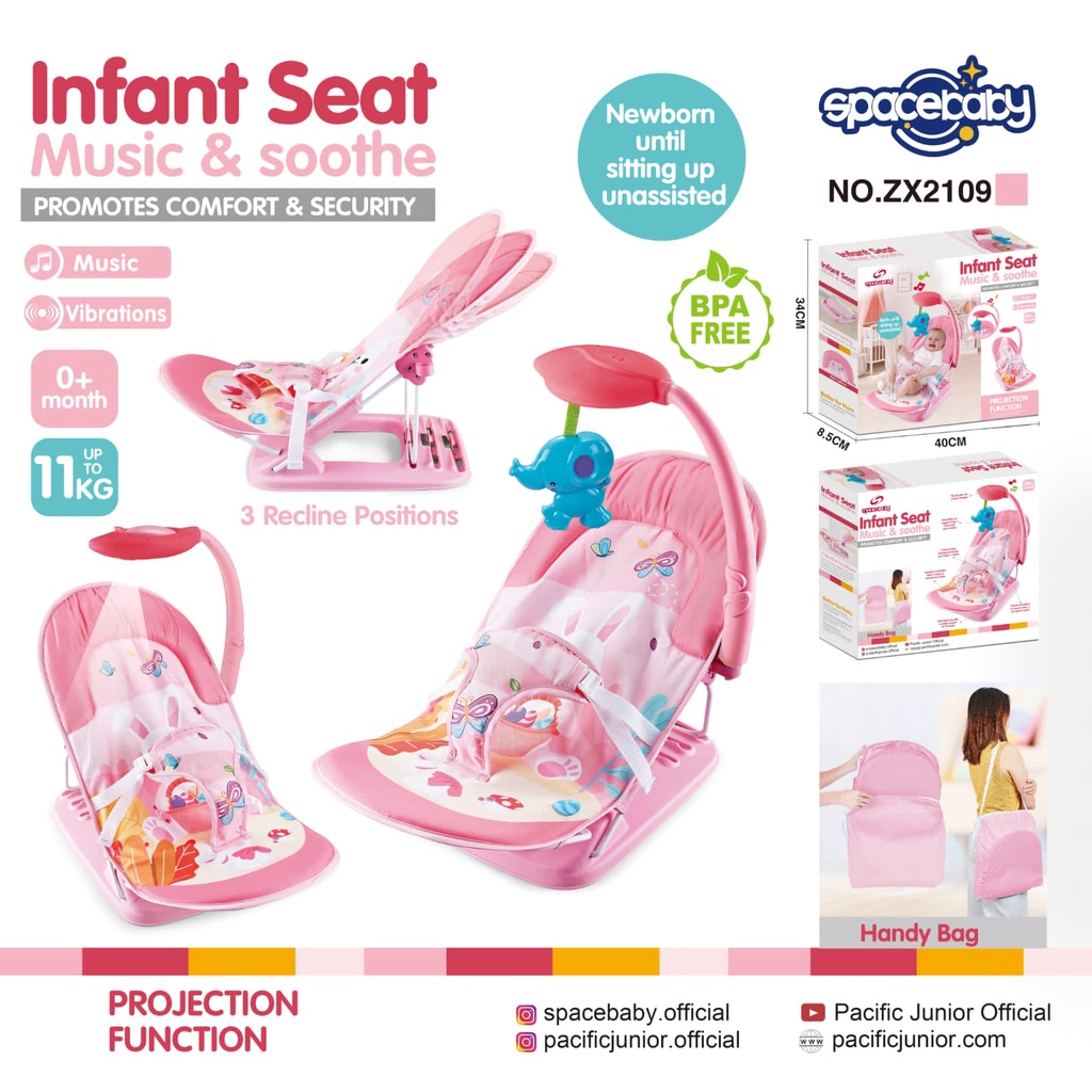 Spacebaby ZX 2109 Infant Seat Proyektor SB 2109 Kursi Goyang Tempat Duduk Anak Bayi Ayunan Bayi Musik ZX2109 SB2109 Space Baby Pacific