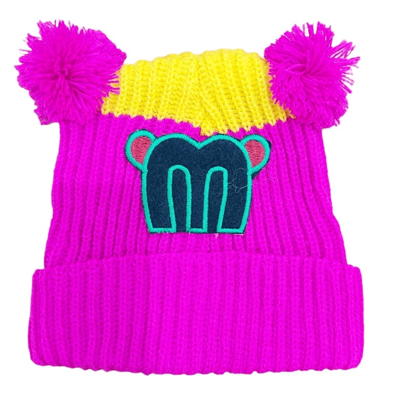 Kupluk Rajut Anak / Bayi / Balita Inisial M Model Pompom Laki Perempuan Usia 0 Bulan - 3 Tahun Kualitas Premium