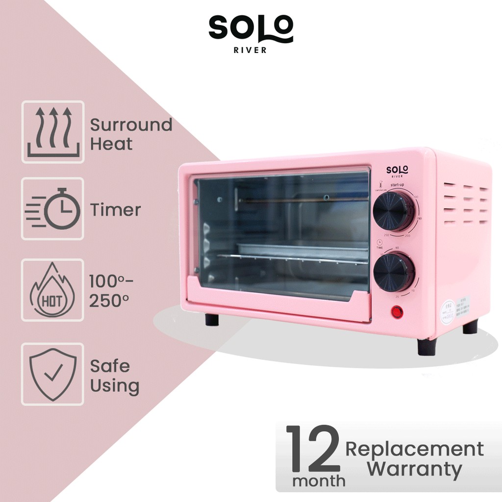 SOLO RIVER Oven Listrik Tombol Analog 12 L-800 Watt Stainless Steel Bergaransi