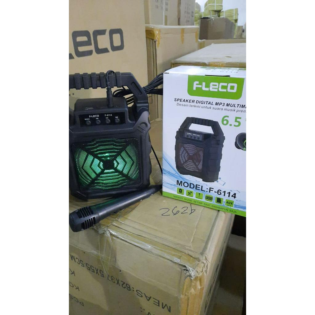 Speaker Karaoke / Speaker Bluetooth Fleco F 6113 / 6114 + Bonus Mic - Speaker X BASS