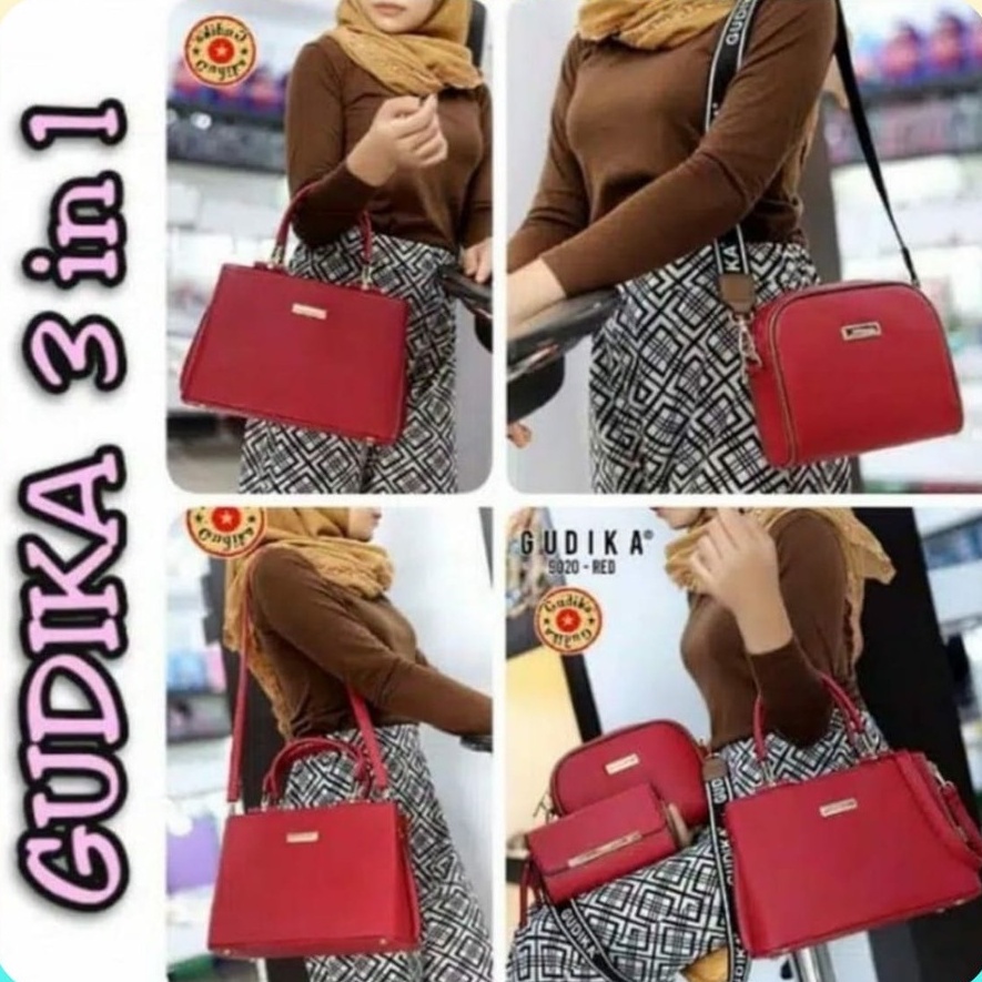 BagCorner - GUDIKA 9020 - Tas Set Dompet & Mini Bag Selempang 3in1 Tas Wanita Kekinian Import Origin