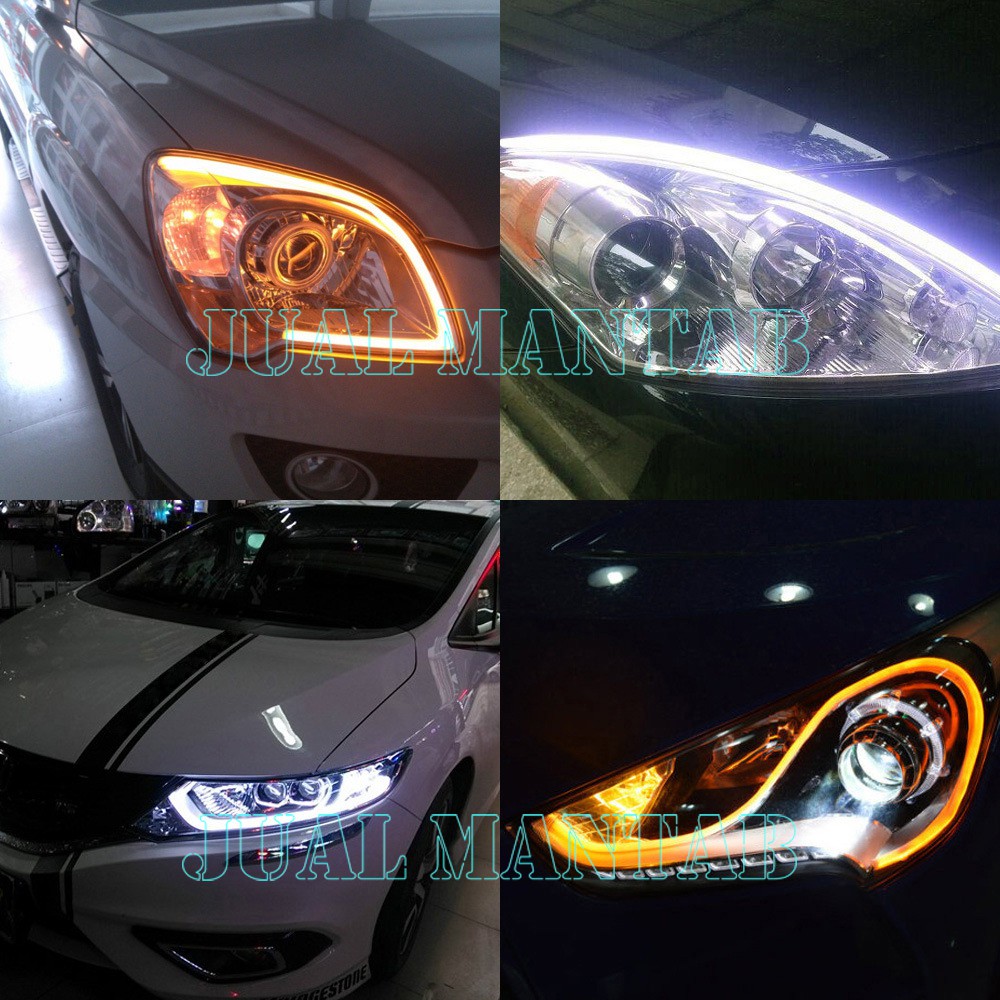 Lampu Alis Motor Dan Mobil Strobo LED l Variasi Aksesoris LED DRL Flexible 30Cm Dan 60Cm Grade A Lampu 12Volt Arus DC Murah Lampu Alis Fleksibel WaterProof Universal Murah