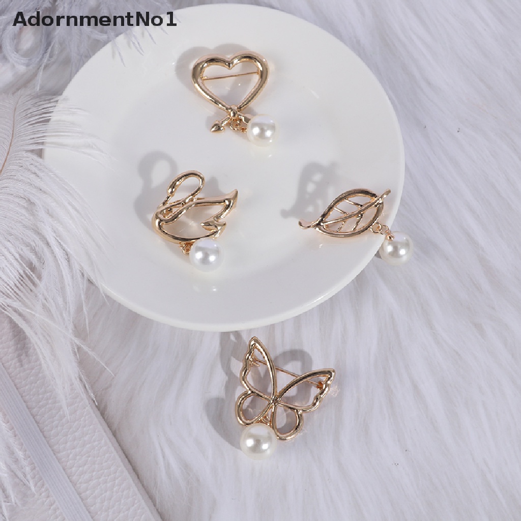 (AdornmentNo1) Bros pin Rantai Aksen Mutiara Imitasi Untuk Aksesoris Sweater / Cardigan