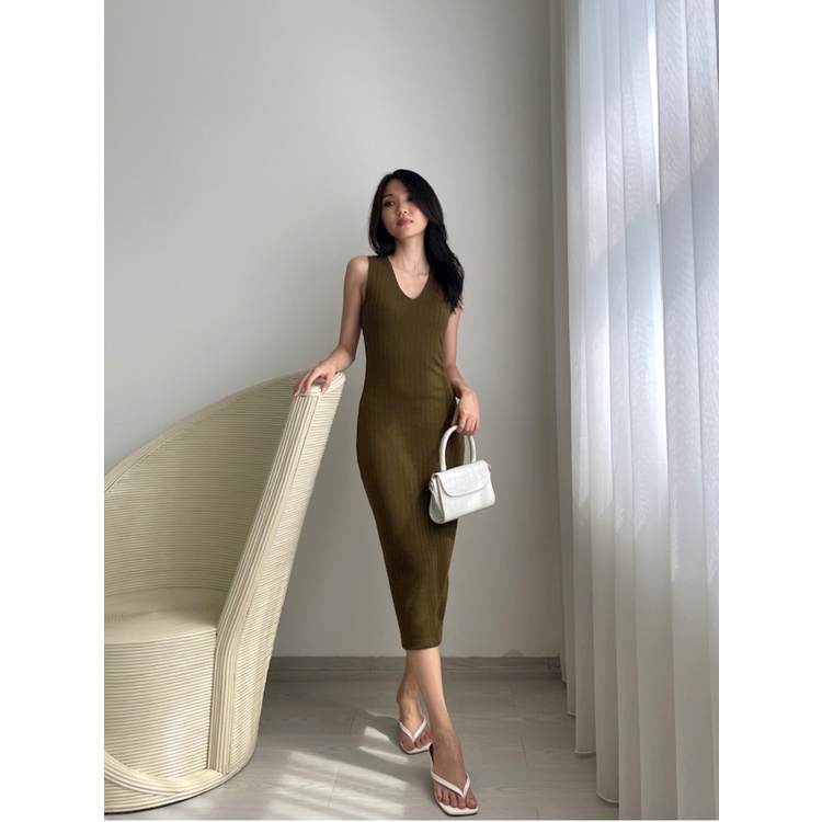 Kadaka D-0207 Sleeveless Midi Bodycon Dress Knit Premium Stretch